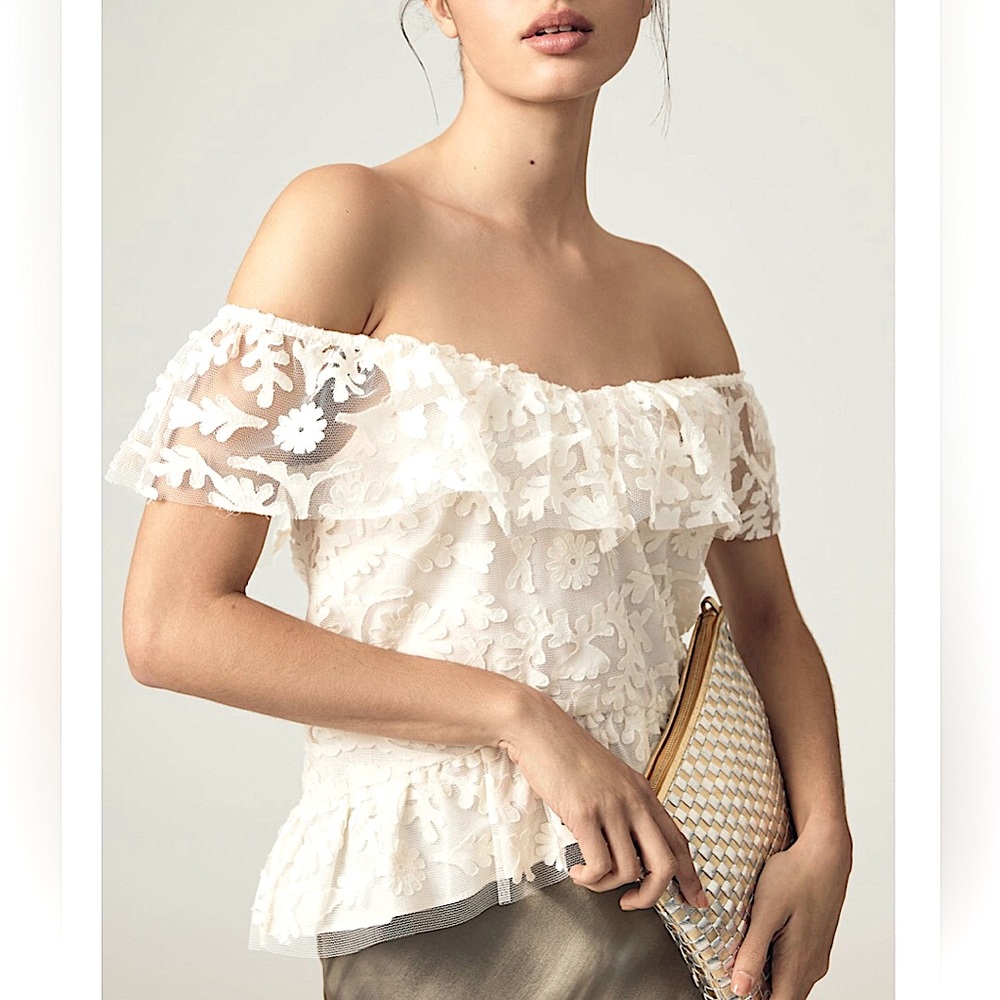 ANTHROPOLOGIE Textured Off Shoulder Blouse